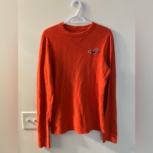 Hollister Men's Orange Long Sleeve Shirt Size Large
